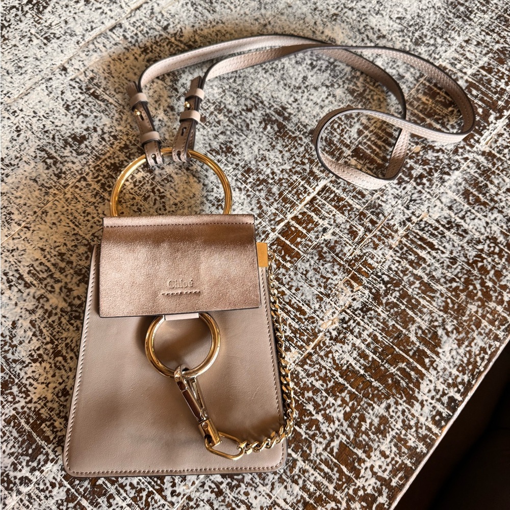 Chloe Beige Leather Crossbody Bag